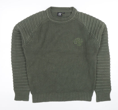 Mens UK Size S Crosshatch Green Pullover Jumper