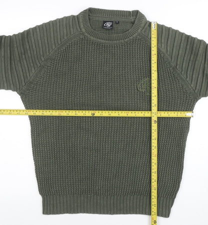 Mens UK Size S Crosshatch Green Pullover Jumper