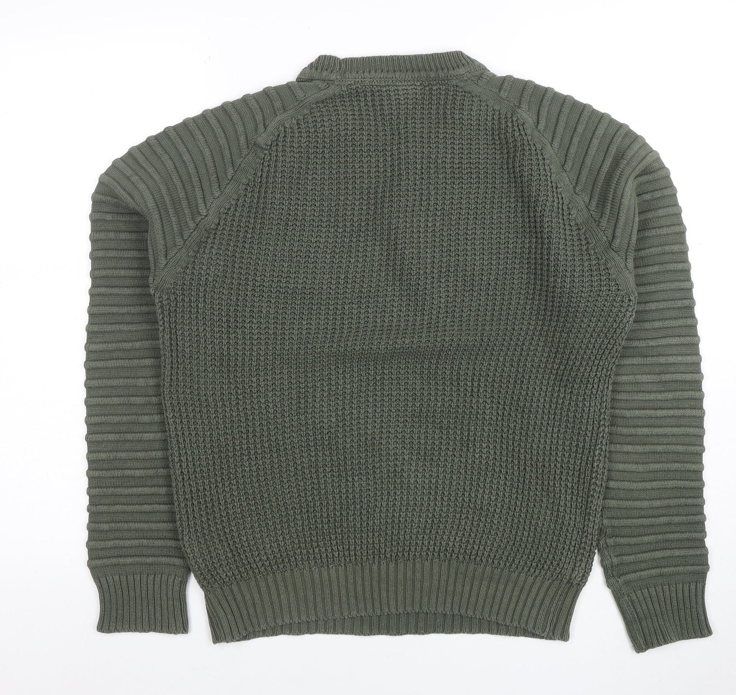 Mens UK Size S Crosshatch Green Pullover Jumper