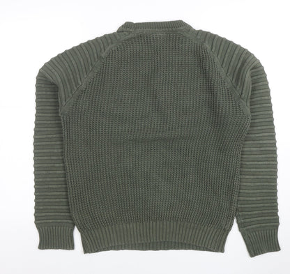 Mens UK Size S Crosshatch Green Pullover Jumper