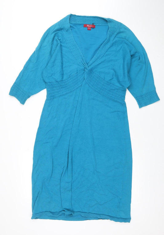 Monsoon Women's Blue Fit & Flare Knee Length Dress Size 14