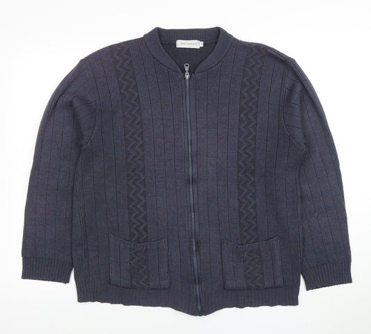 Womens UK Size M Destination Blue Full Zip Jumper