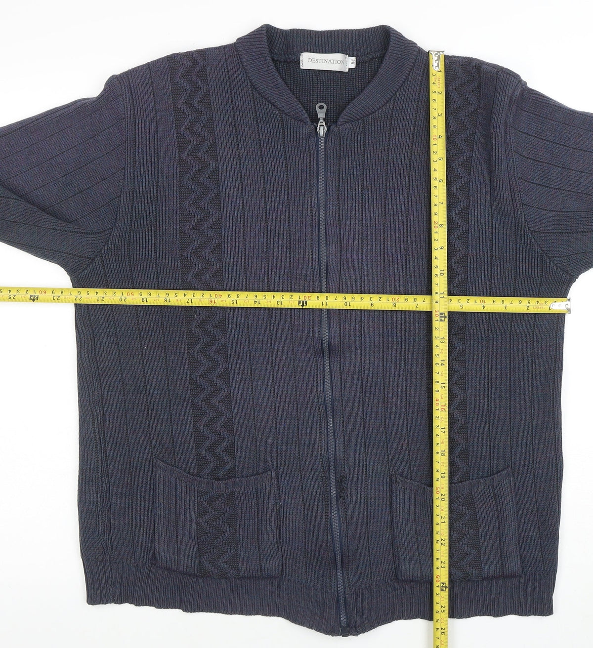 Womens UK Size M Destination Blue Full Zip Jumper