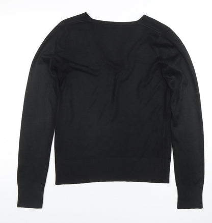 Next Essentials Women's Black Acrylic V-Neck Long Sleeve Jumper Size 10