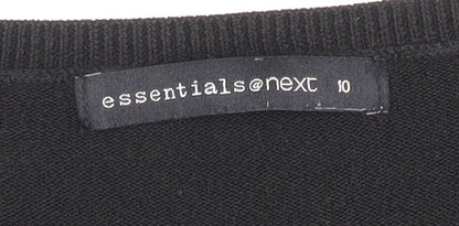 Next Essentials Women's Black Acrylic V-Neck Long Sleeve Jumper Size 10