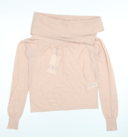 Womens UK Size L Zara Beige Pullover Jumper