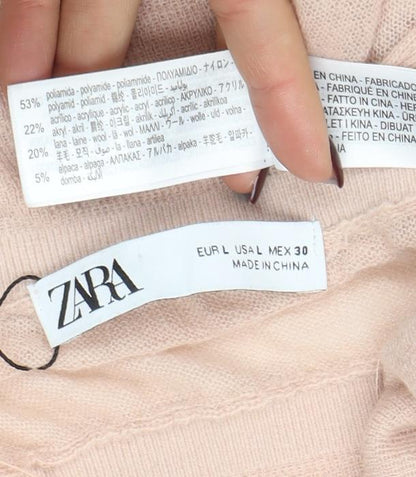 Womens UK Size L Zara Beige Pullover Jumper