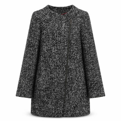 Marks & Spencer Women Grey Wool Blend Zip Long Coat Size 12