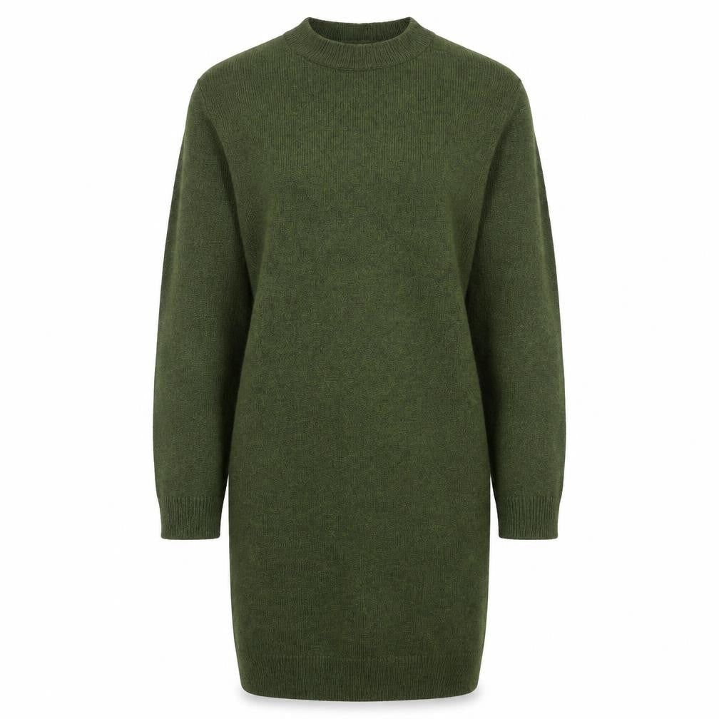 Front view of ASOS DESIGN Women Green 8-10 Knit Jumper Dress Crew Neck
