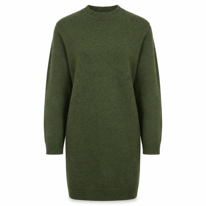 Front view of ASOS DESIGN Women Green 8-10 Knit Jumper Dress Crew Neck