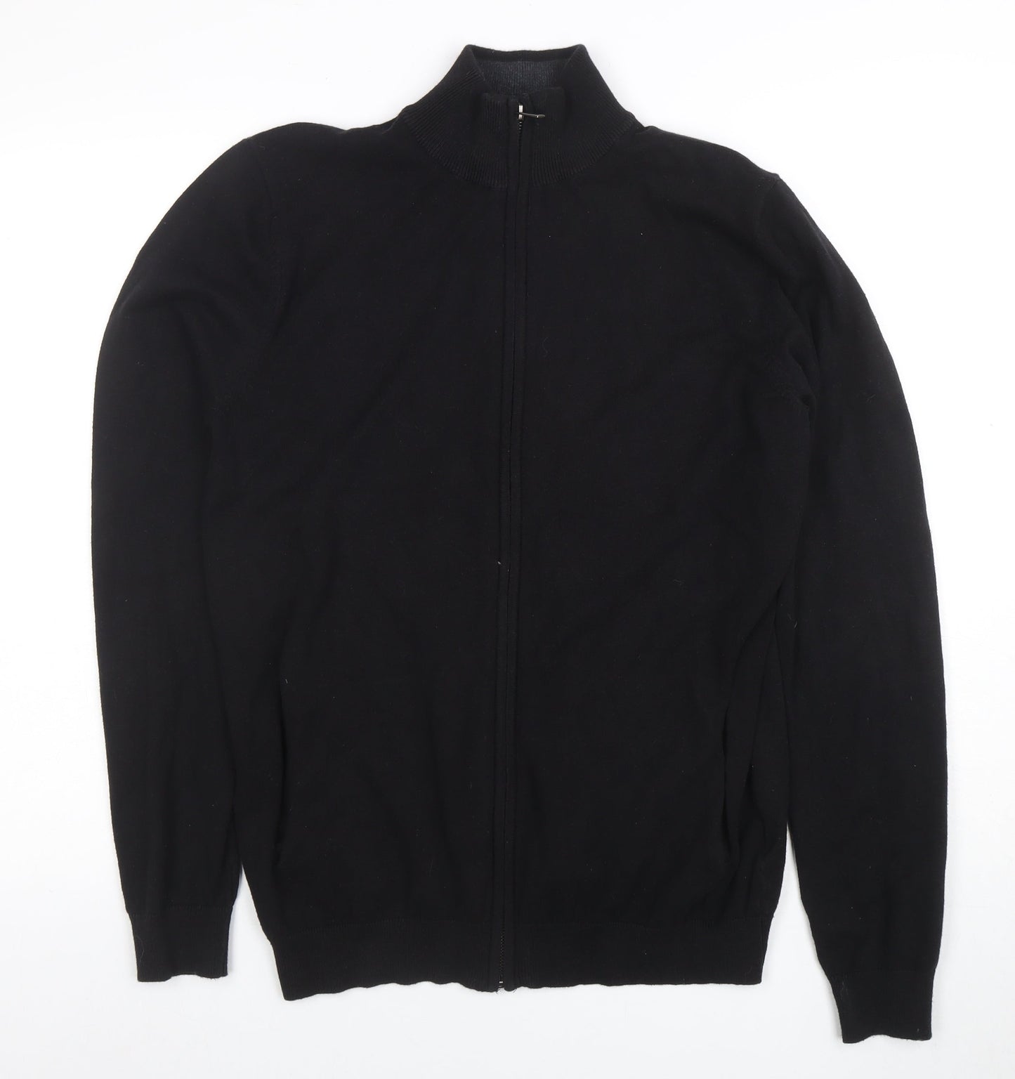 Mens UK Size M Broken Standard Black Full Zip Jumper