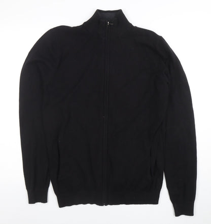 Mens UK Size M Broken Standard Black Full Zip Jumper