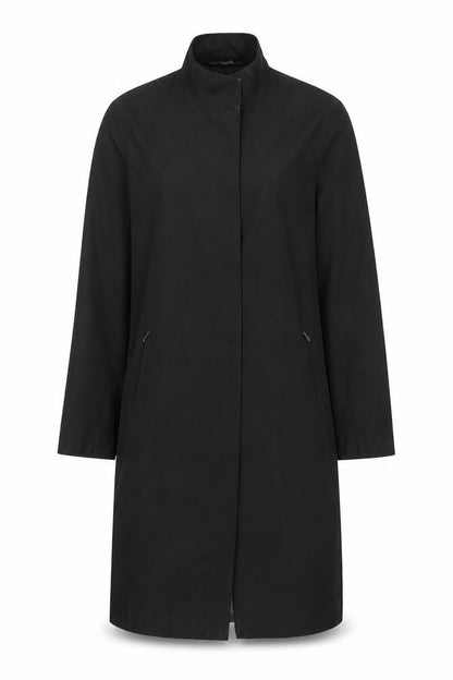 Nuage Womens Black Long Overcoat Size 10 Stylish Zip Classic Coat