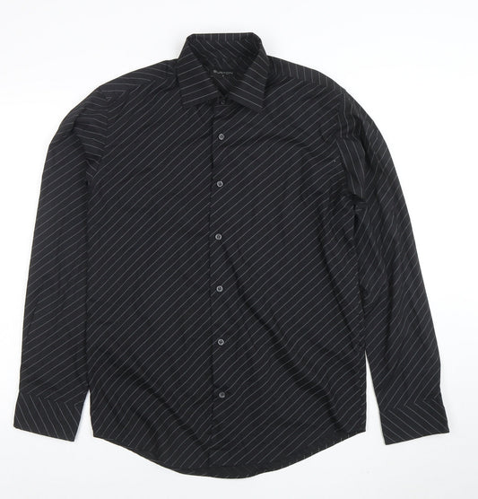 Burton Men's Black Striped Long Sleeve Button-Up Shirt Size S