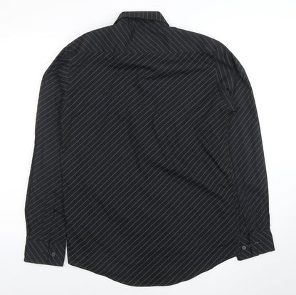 Burton Men's Black Striped Long Sleeve Button-Up Shirt Size S