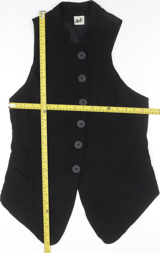 Womens UK Size S AwA Black Tunic Blouse