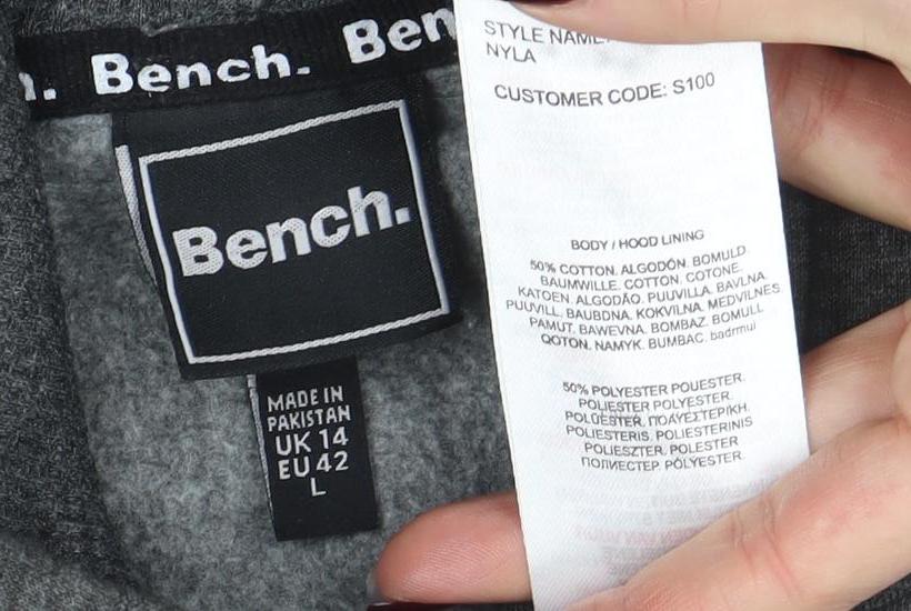 Mens UK Size L Bench Grey Pullover Hoodie