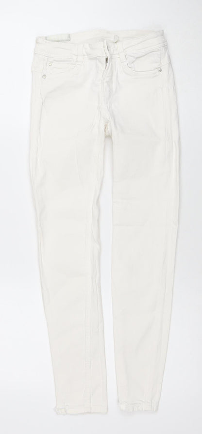 Womens UK Size 10 Zara Slim Fit Skinny White Jeans