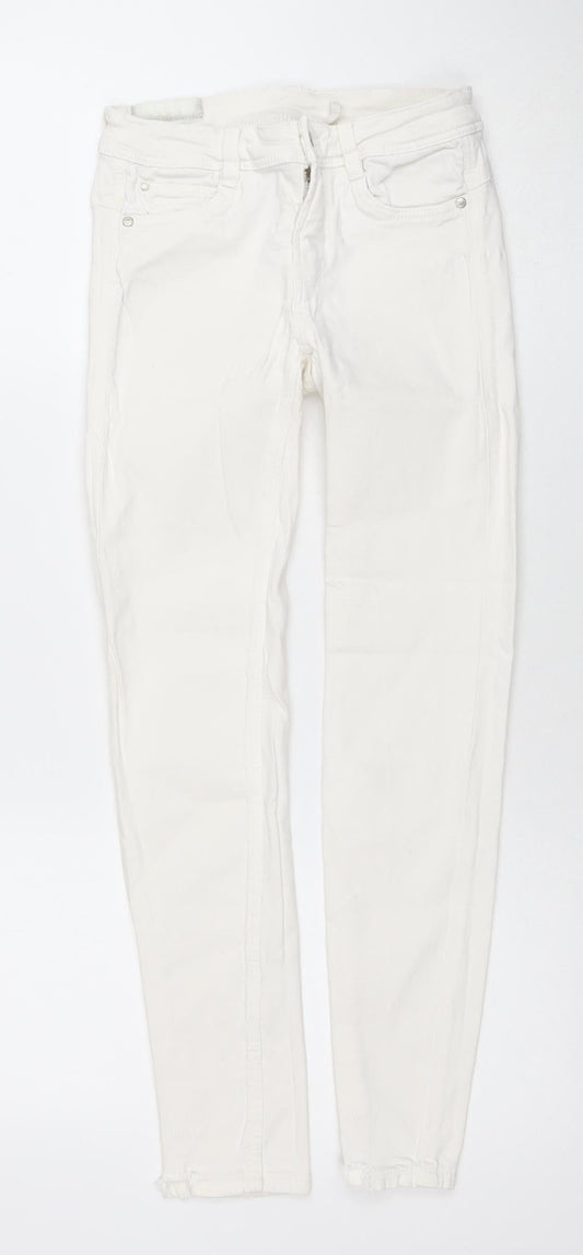 Womens UK Size 10 Zara Slim Fit Skinny White Jeans