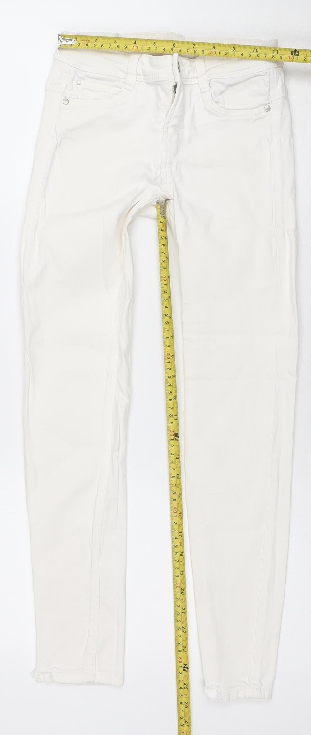 Womens UK Size 10 Zara Slim Fit Skinny White Jeans