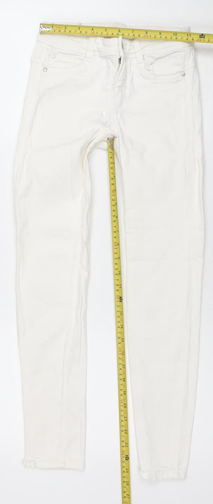 Womens UK Size 10 Zara Slim Fit Skinny White Jeans