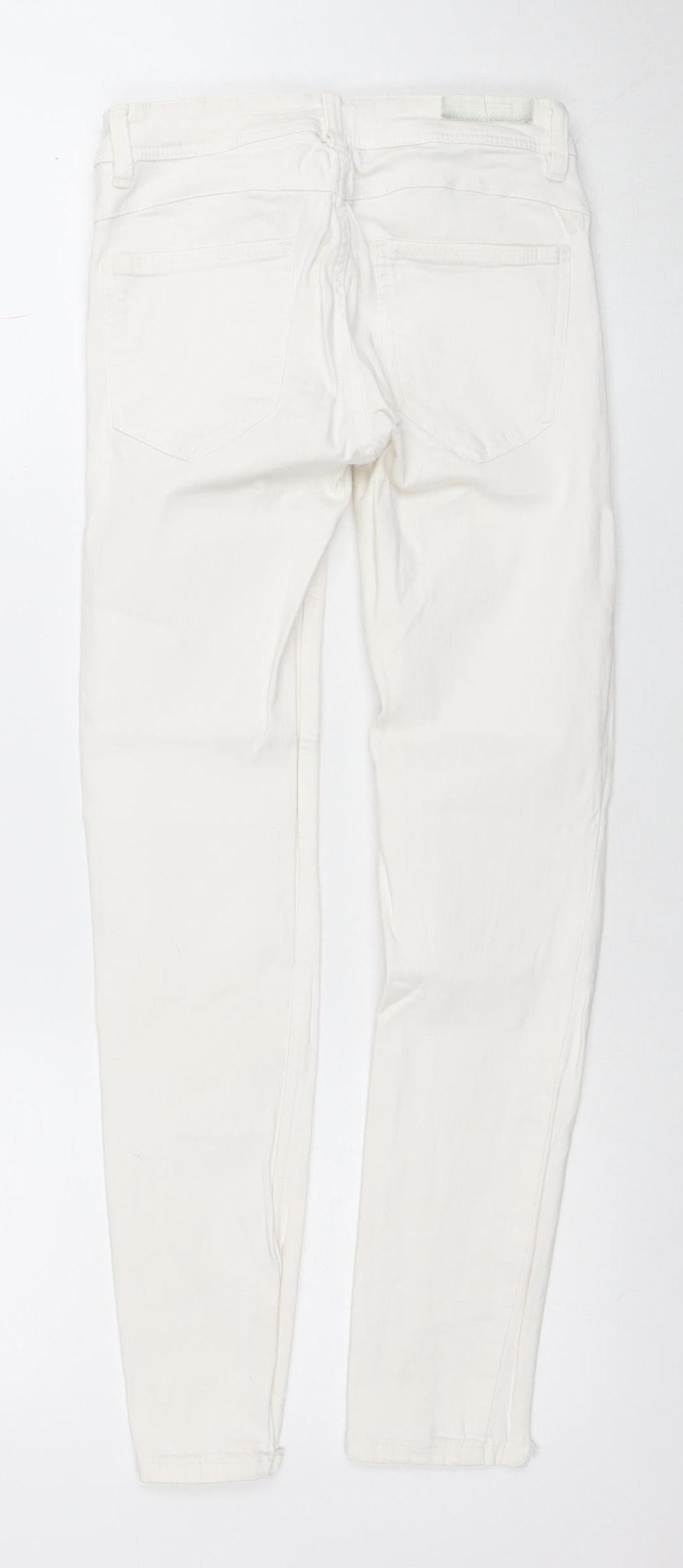 Womens UK Size 10 Zara Slim Fit Skinny White Jeans