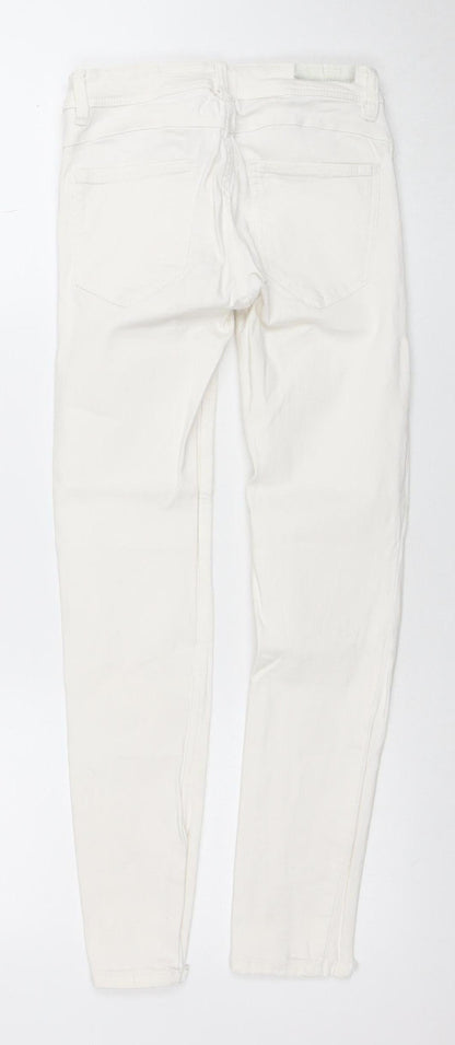 Womens UK Size 10 Zara Slim Fit Skinny White Jeans