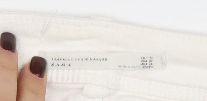Womens UK Size 10 Zara Slim Fit Skinny White Jeans