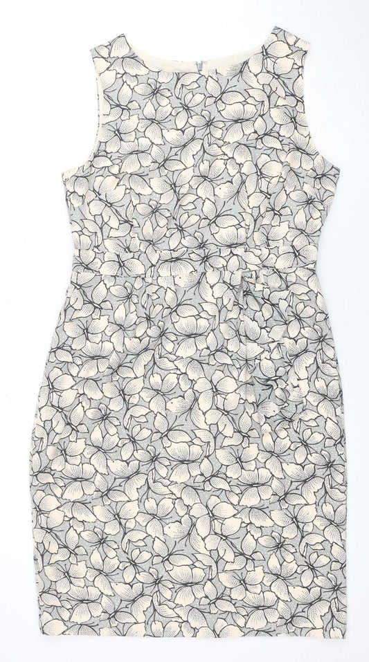 Monsoon Women’s Beige Floral Sheath Knee Length Dress Size 14