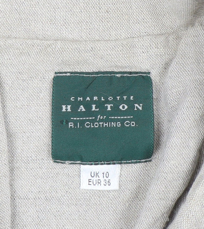 Charlotte Halton Beige Linen Blend Short Sleeve Blazer UK 10