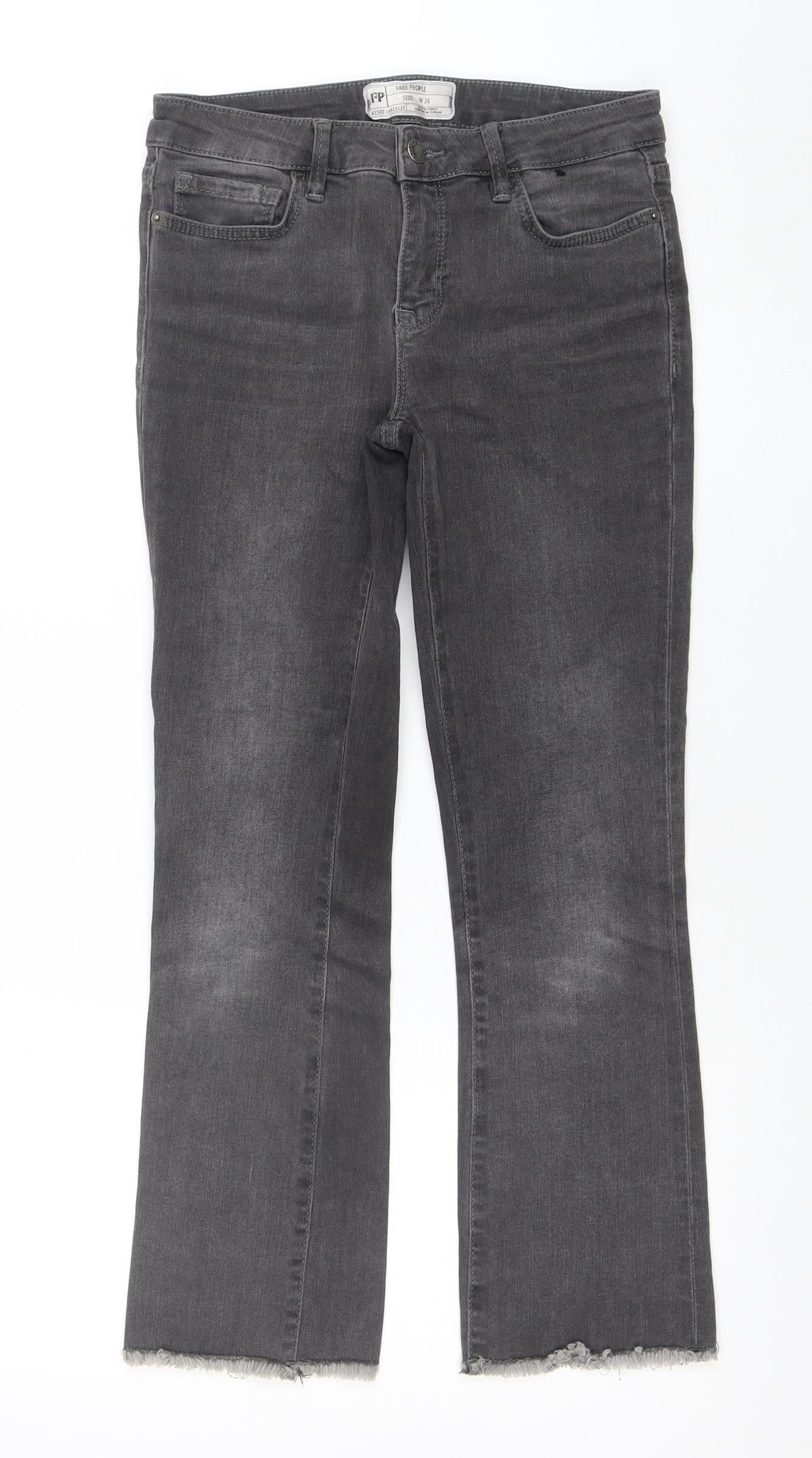 Womens UK Size 26 Free People Slim Fit Straight Grey Jeans