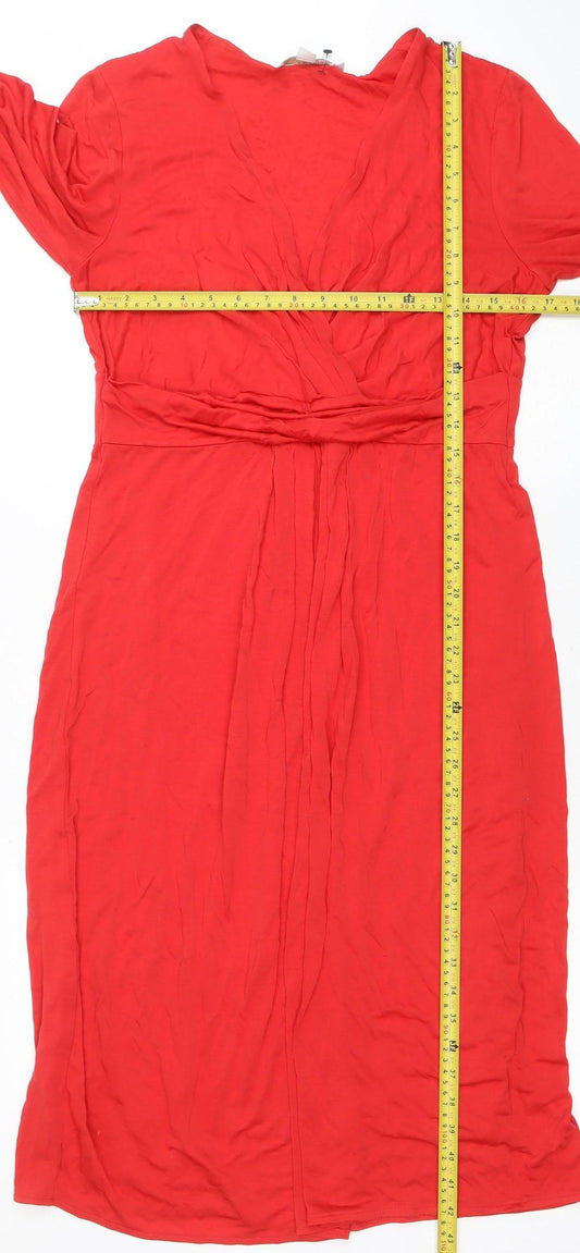 Boden Women's Red Long Sleeve Fit & Flare Viscose Dress Size 10L