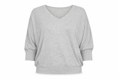 Marks and Spencer Women Grey Size 14 V-Neck Relaxed Knit Blouse