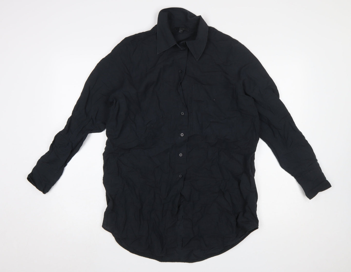 Womens UK Size 4 COS Black Basic Button-Up