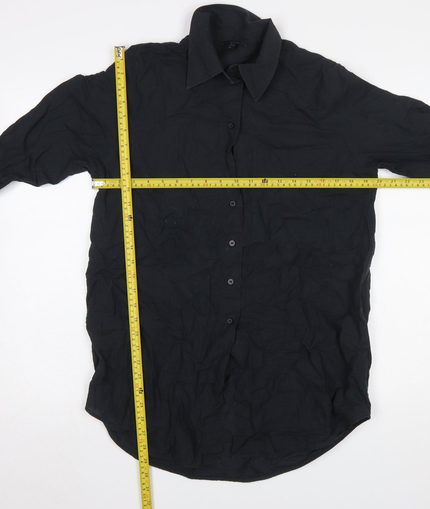Womens UK Size 4 COS Black Basic Button-Up