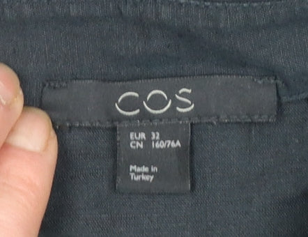Womens UK Size 4 COS Black Basic Button-Up