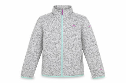 Front view of Trespass girls’ grey full zip fleece jacket 11-12 years lightweight outdoor
