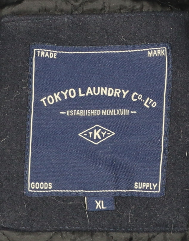 Mens UK Size XL Tokyo Laundry Black Overcoat