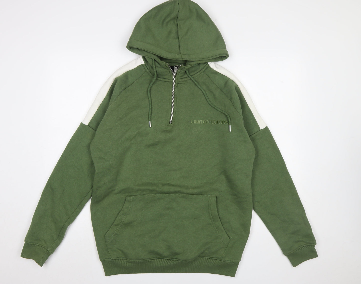 Mens UK Size M boohooMAN Green 1/2 Zip Hoodie