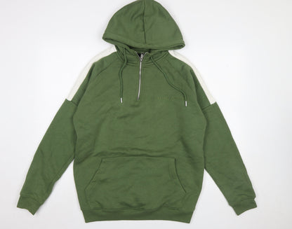 Mens UK Size M boohooMAN Green 1/2 Zip Hoodie