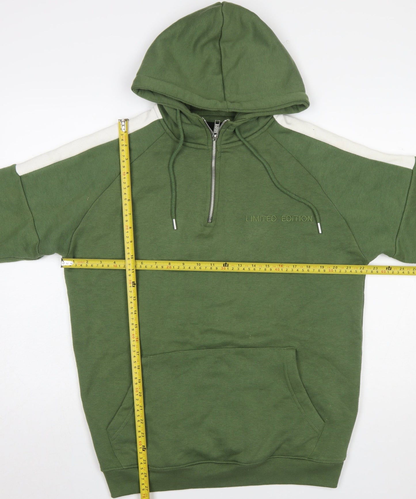 Mens UK Size M boohooMAN Green 1/2 Zip Hoodie