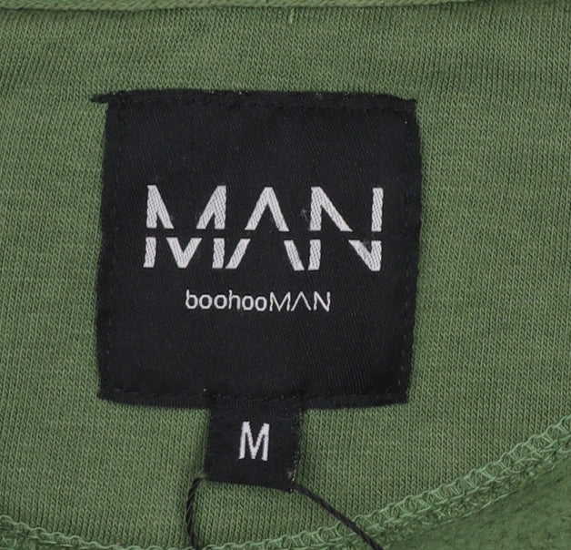 Mens UK Size M boohooMAN Green 1/2 Zip Hoodie
