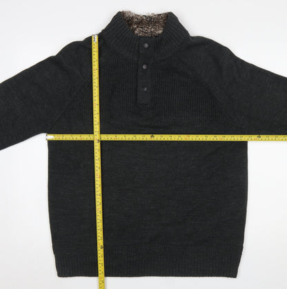 Mens UK Size XL F&F Black Henley Jumper