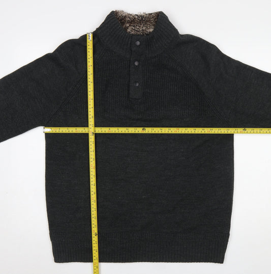 Mens UK Size XL F&F Black Henley Jumper