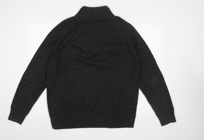 Mens UK Size XL F&F Black Henley Jumper