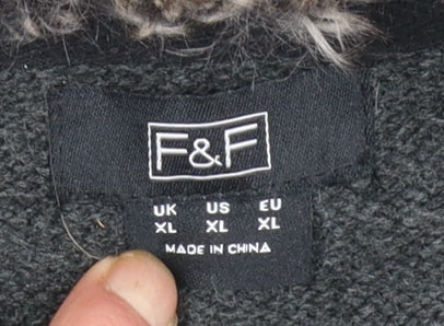 Mens UK Size XL F&F Black Henley Jumper