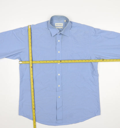 Van Heusen Men's Blue Cotton Blend Long Sleeve Classic Button-Up Shirt Size 16