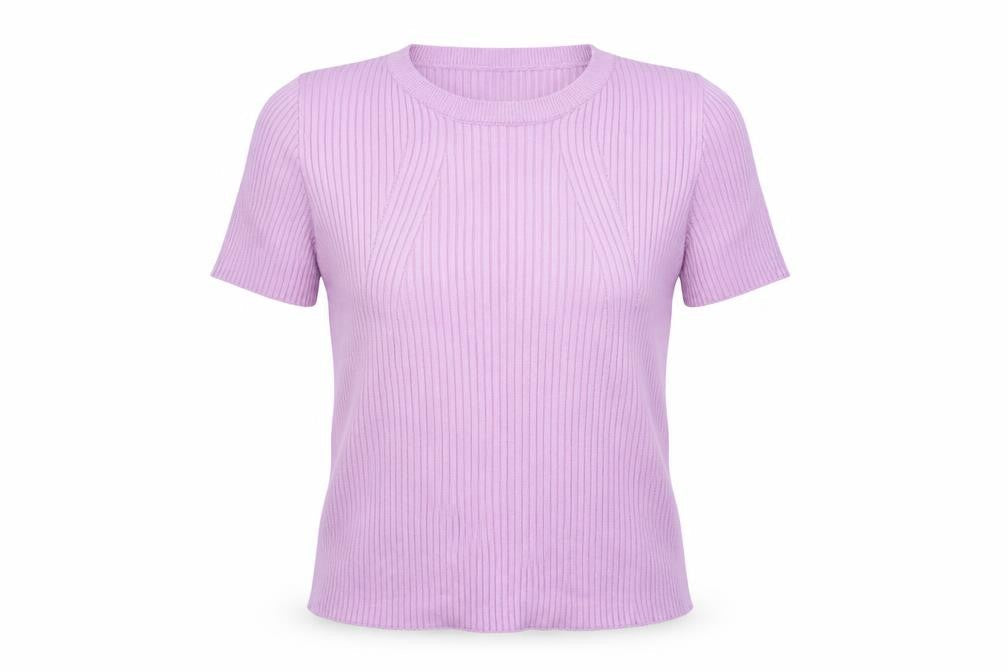 Womens UK Size 12 Bershka Purple Basic T-Shirt