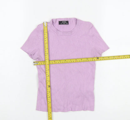 Womens UK Size 12 Bershka Purple Basic T-Shirt