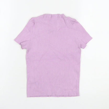 Womens UK Size 12 Bershka Purple Basic T-Shirt